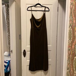 Velvet cowl neck midi dress